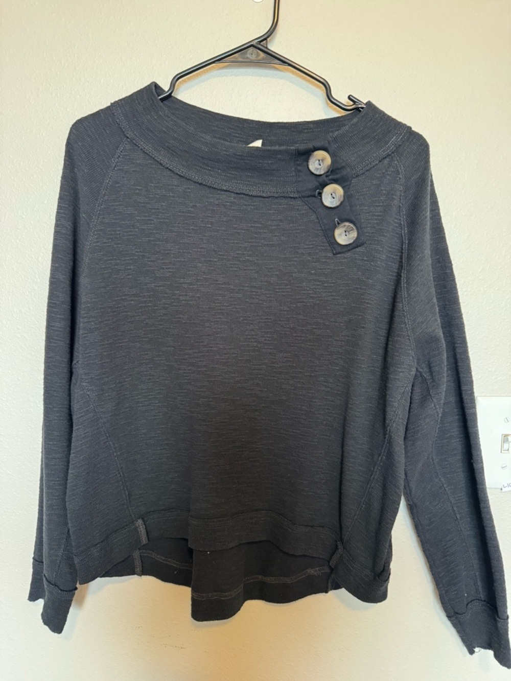 We The Free “Don’t Forget Me” Boatneck  Button-Shoulder Pullover Size Small